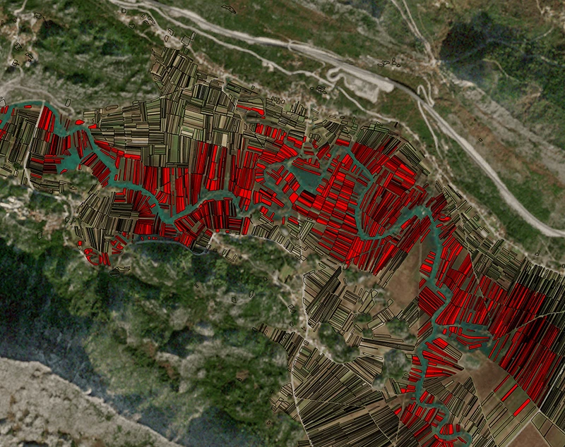 Subsidised agricultural land parcels affected by flooding